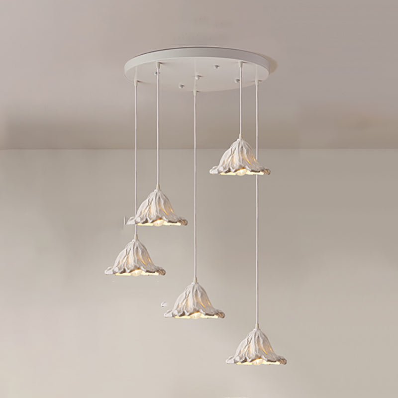 Décor décor lotus feuille en forme de pendentif en résine à manger lampe de suspension de plafond