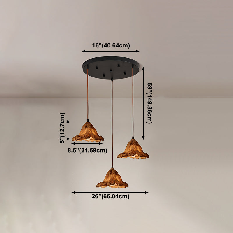 Décor décor lotus feuille en forme de pendentif en résine à manger lampe de suspension de plafond