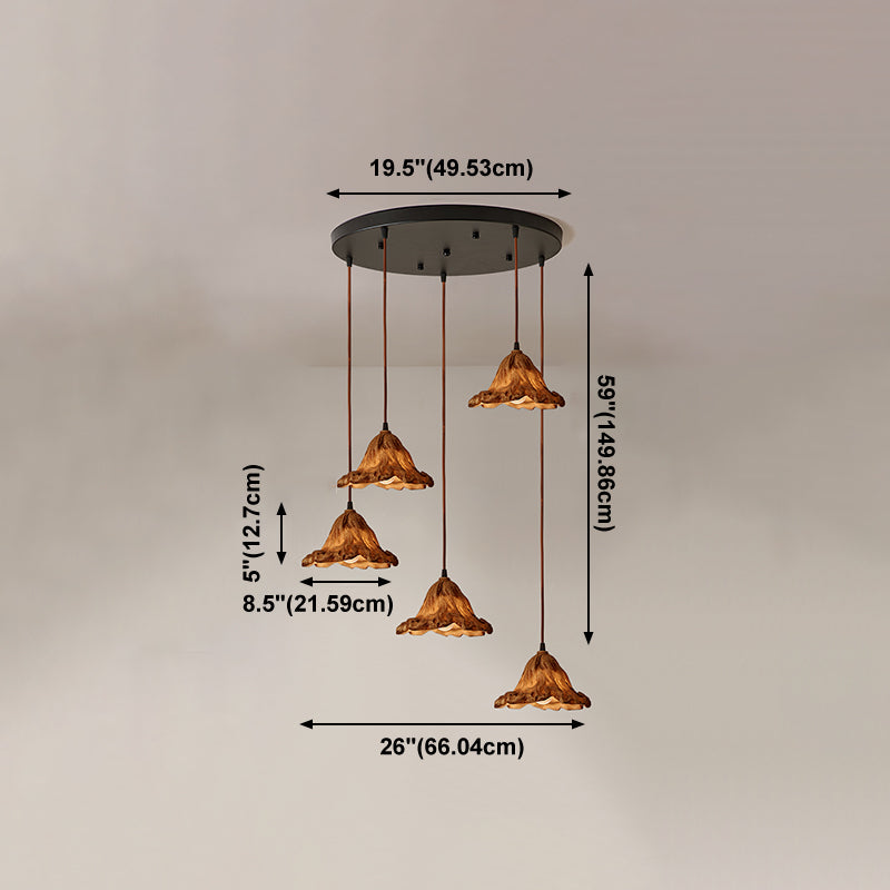 Décor décor lotus feuille en forme de pendentif en résine à manger lampe de suspension de plafond