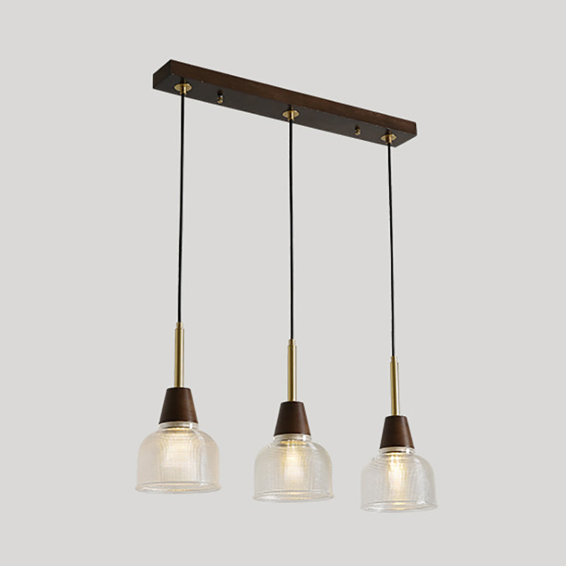 Salle à manger suspendue lampe nordique en noyer en bois clair avec une petite teinte en verre