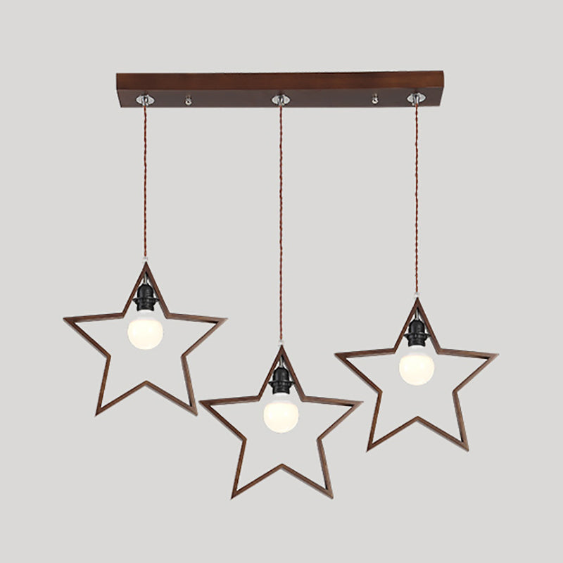 Salle à manger suspendue lampe nordique en noyer en bois clair avec une petite teinte en verre