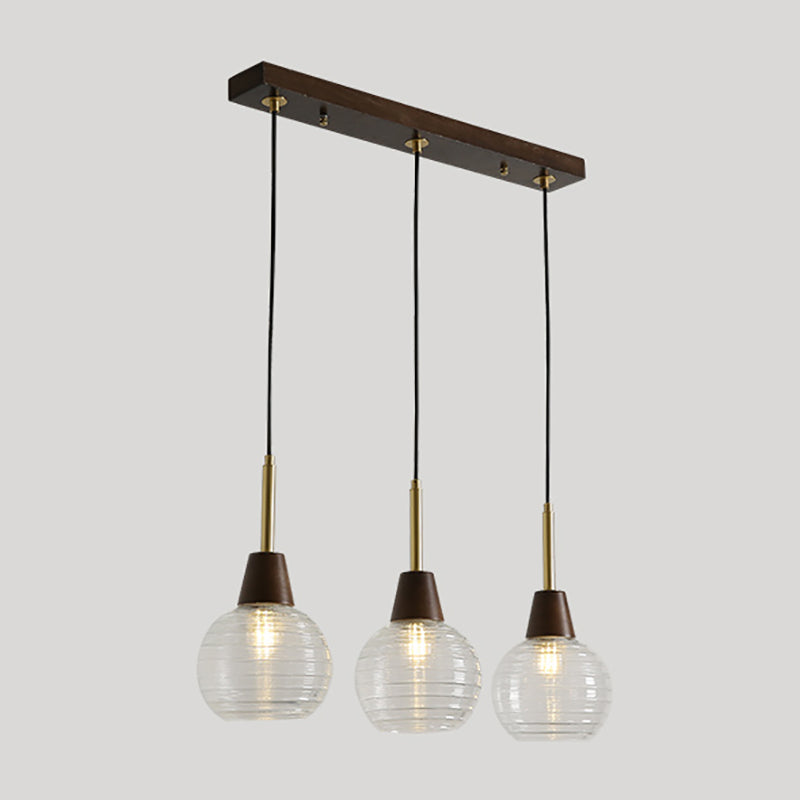 Salle à manger suspendue lampe nordique en noyer en bois clair avec une petite teinte en verre