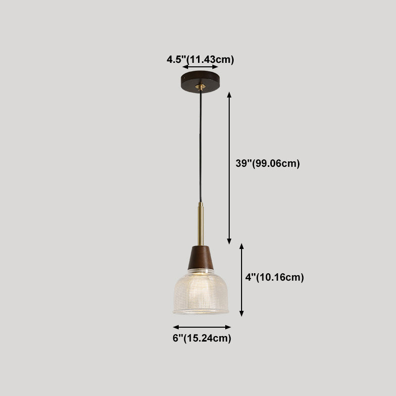 Salle à manger suspendue lampe nordique en noyer en bois clair avec une petite teinte en verre