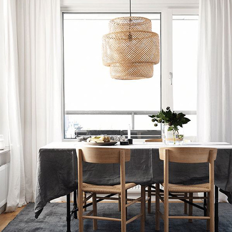 Style moderne en bambou suspendu léger pendant ménage pour chambre à coucher