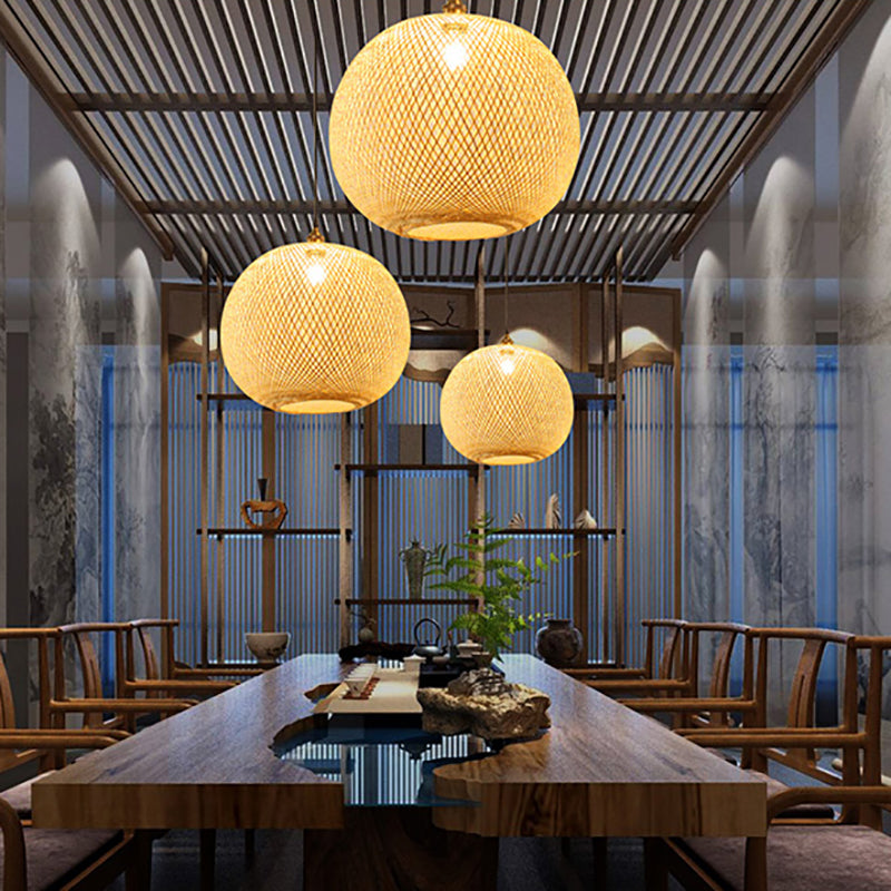 Bamboo Creative Hanging Light Modern Geométric Geometric Pendant Light for Dining Room Coffee Shop