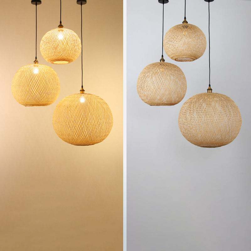Bamboo Creative Hanging Light Modern Geométric Geometric Pendant Light for Dining Room Coffee Shop