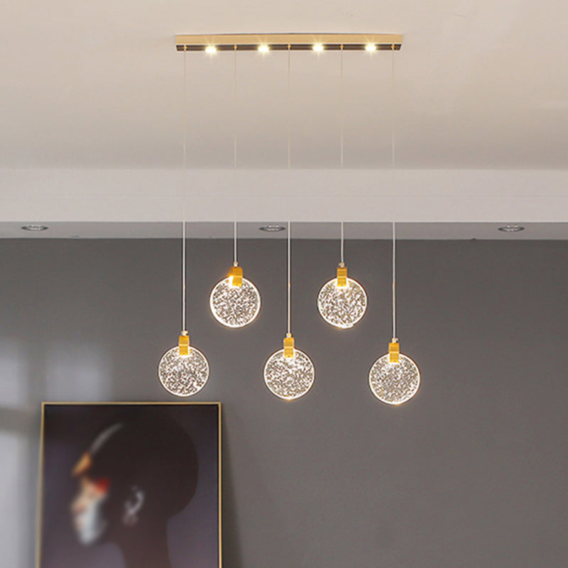 Simplicité moderne Crystal Hanging Living Room LED Round Shape Pendant lampe Paxage