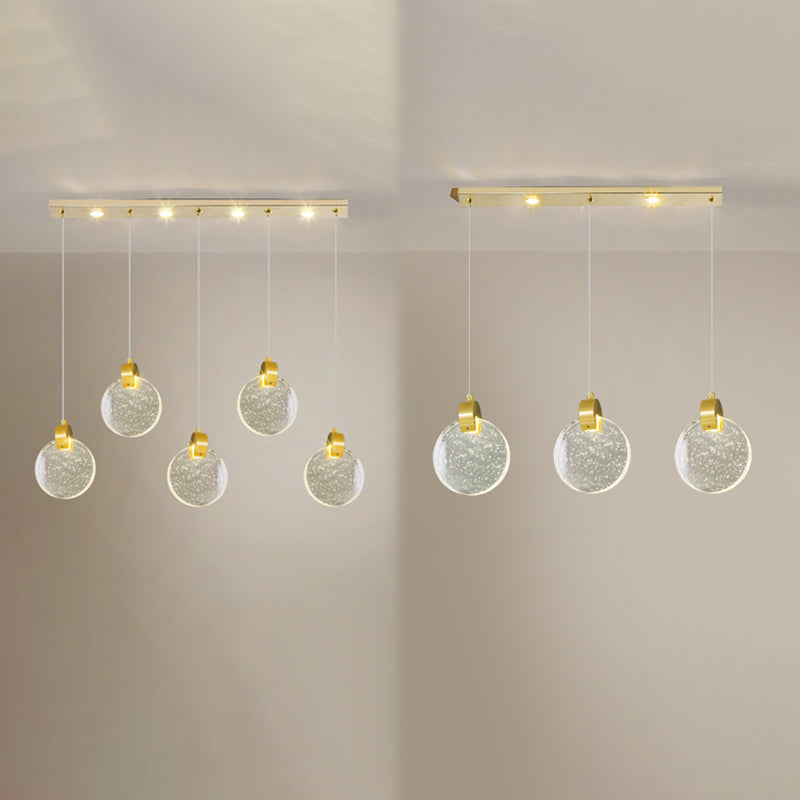 Simplicité moderne Crystal Hanging Living Room LED Round Shape Pendant lampe Paxage