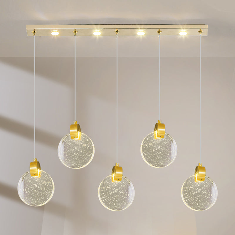 Simplicité moderne Crystal Hanging Living Room LED Round Shape Pendant lampe Paxage