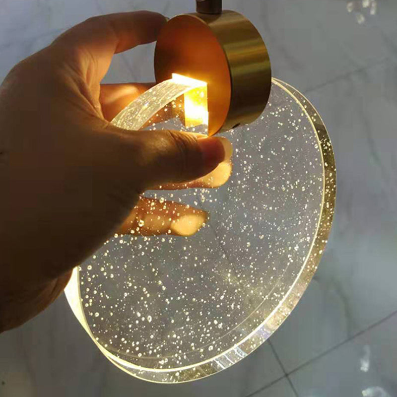 Simplicité moderne Crystal Hanging Living Room LED Round Shape Pendant lampe Paxage