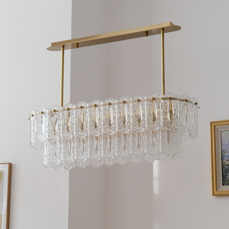 Shaded Island Lighting Fixture Minimalist-Style Glass Brass Island Pendant Light