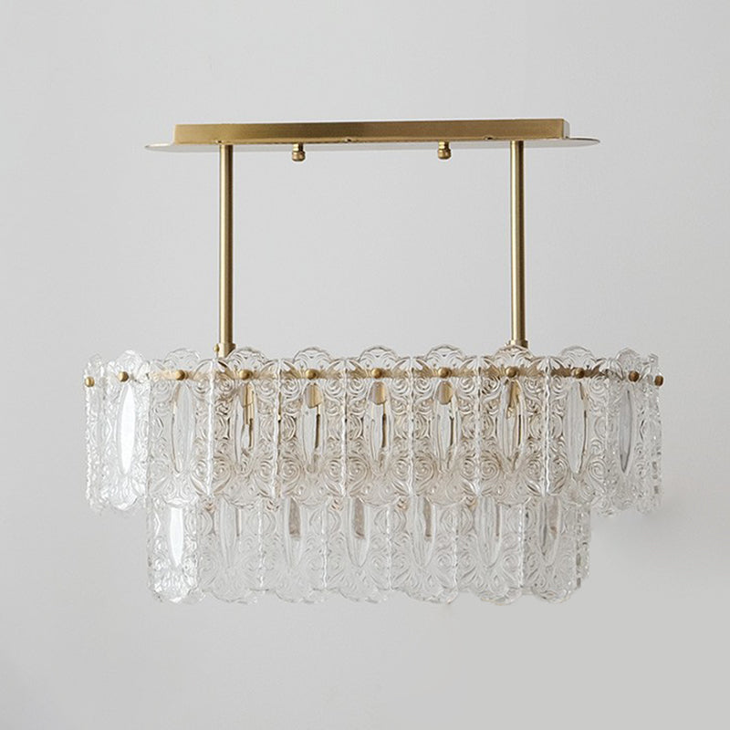 Shaded Island Lighting Fixture Minimalist-Style Glass Brass Island Pendant Light