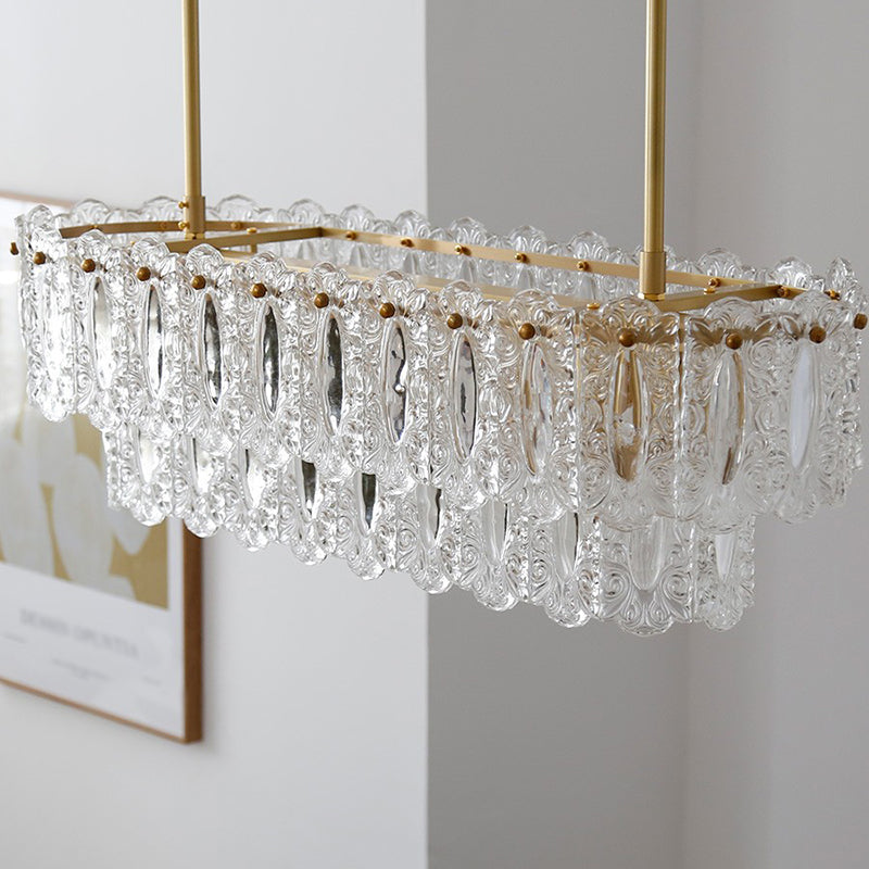 Shaded Island Lighting Fixture Minimalist-Style Glass Brass Island Pendant Light