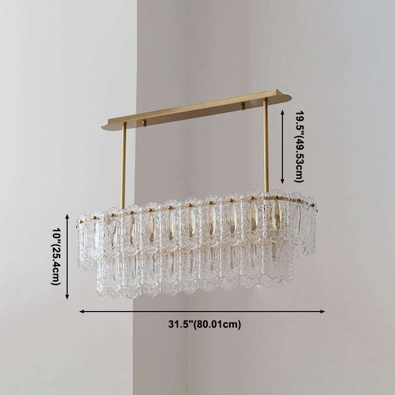 Shaded Island Lighting Fixture Minimalist-Style Glass Brass Island Pendant Light