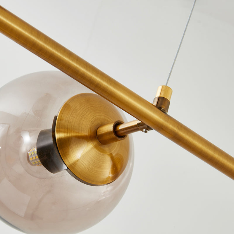 Dining Room Island Light Nordic Style Gold Island Lighting with Spherical Glass Shade