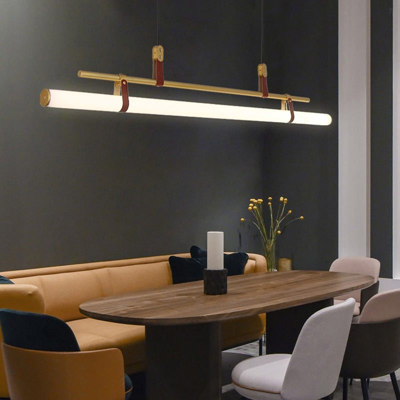 1 Light Strip Shade Hanging Light Modern Style Acrylic Island Light for Living Room