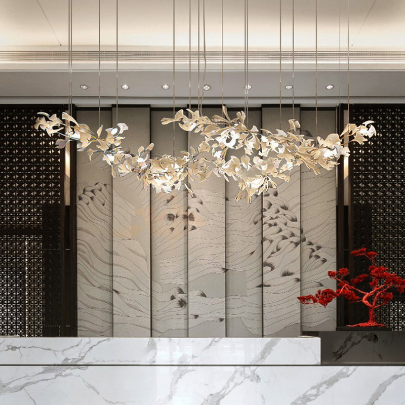 Fireworm Shape Island Lights Modern Style Ceramics Metal Chandelier Lights for Dining Room