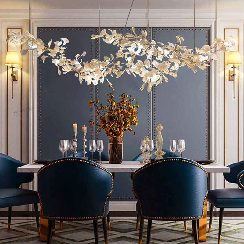 Fireworm Shape Island Lights Modern Style Ceramics Metal Chandelier Lights for Dining Room