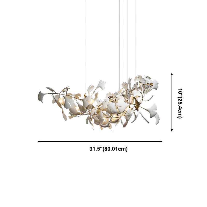 Fireworm Shape Island Lights Modern Style Ceramics Metal Chandelier Lights for Dining Room