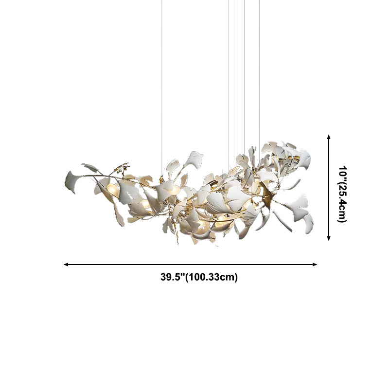 Fireworm Shape Island Lights Modern Style Ceramics Metal Chandelier Lights for Dining Room