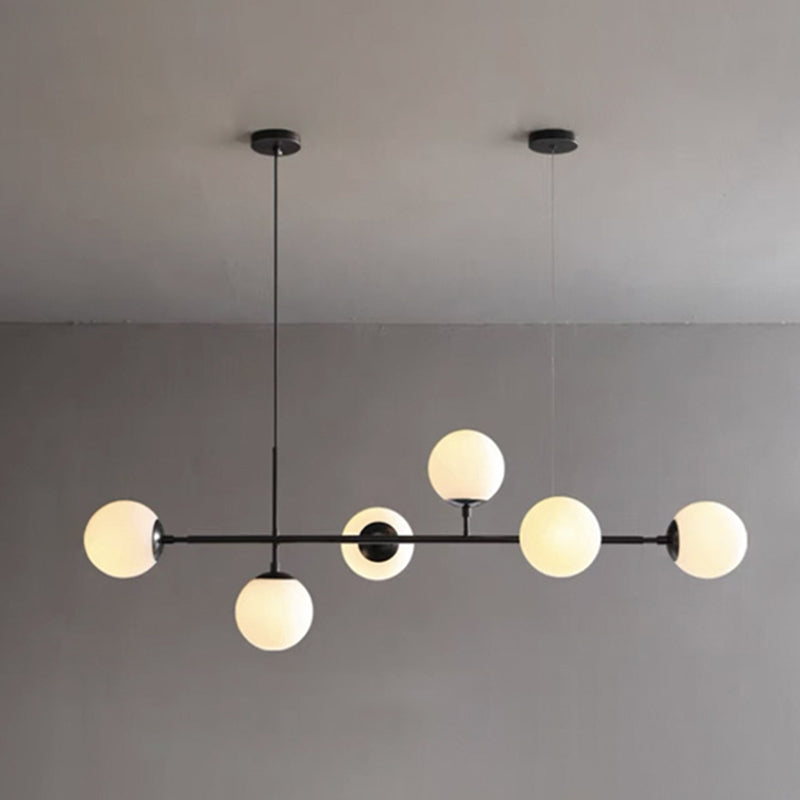 Modern Island Lamp Round Glass Shade Chandelier Light Fixture for Dining Room Kitchen