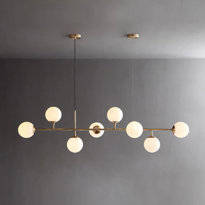 Modern Island Lamp Round Glass Shade Chandelier Light Fixture for Dining Room Kitchen