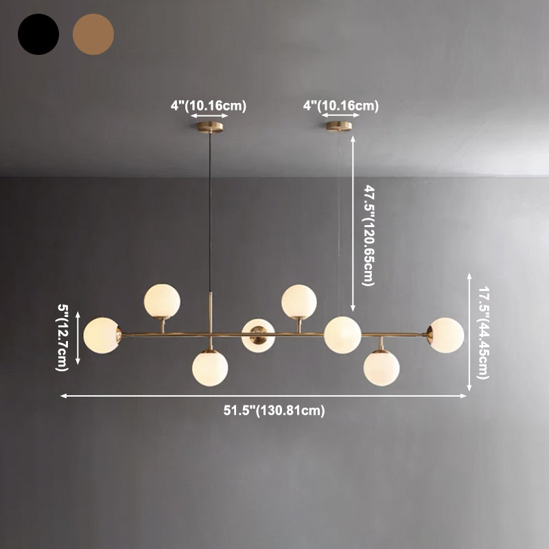 Modern Island Lamp Round Glass Shade Chandelier Light Fixture for Dining Room Kitchen