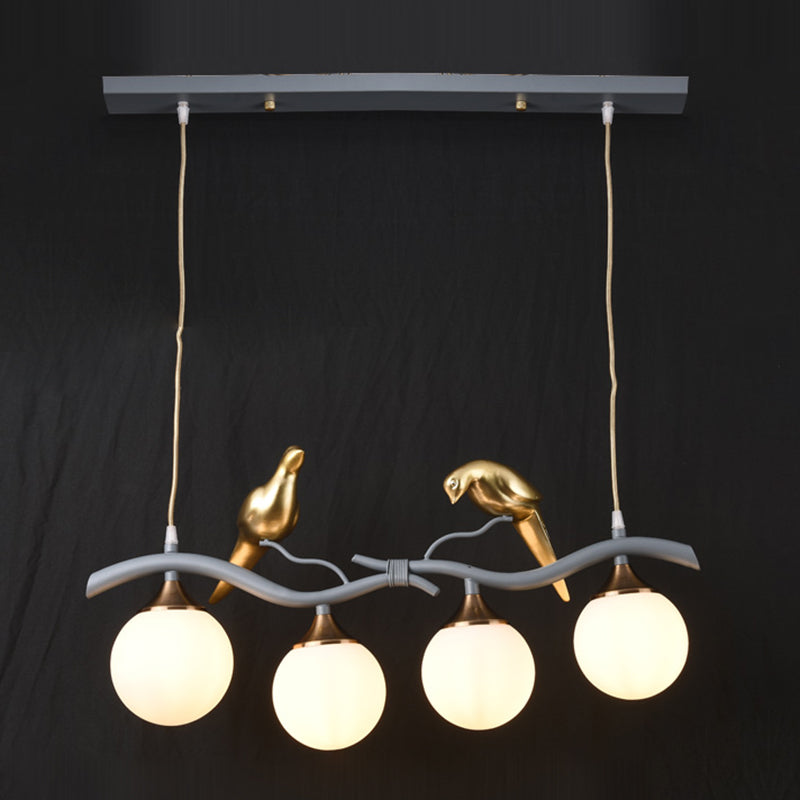 Nordic Modern Island Lamp Round Glass Shade Chandelier Light Fixture for Dining Room