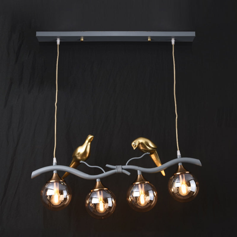 Nordic Modern Island Lamp Round Glass Shade Chandelier Light Fixture for Dining Room