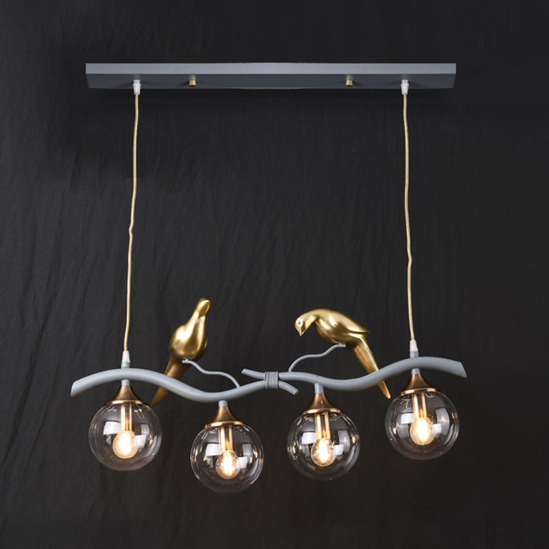 Nordic Modern Island Lamp Round Glass Shade Chandelier Light Fixture for Dining Room