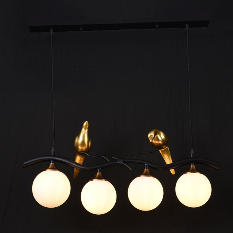 Nordic Modern Island Lamp Round Glass Shade Chandelier Light Fixture for Dining Room