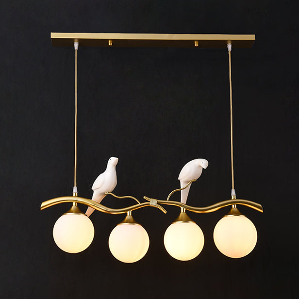 Nordic Modern Island Lamp Round Glass Shade Chandelier Light Fixture for Dining Room