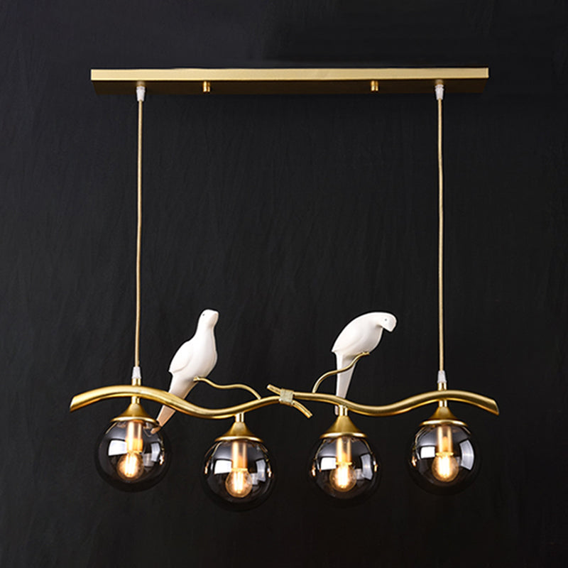 Nordic Modern Island Lamp Round Glass Shade Chandelier Light Fixture for Dining Room