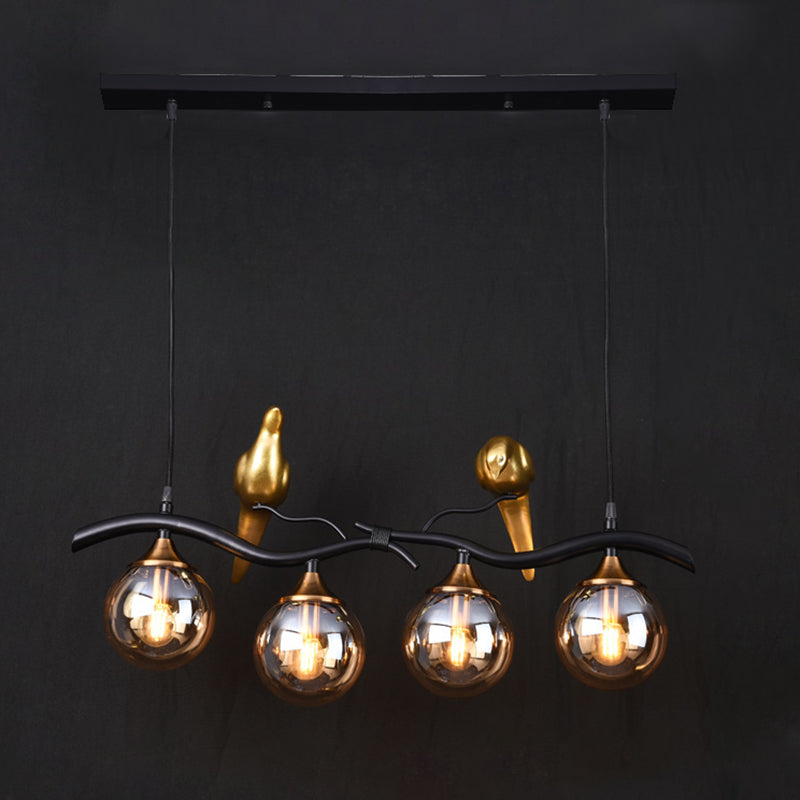 Nordic Modern Island Lamp Round Glass Shade Chandelier Light Fixture for Dining Room