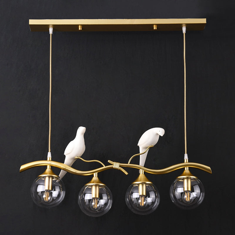 Nordic Modern Island Lamp Round Glass Shade Chandelier Light Fixture for Dining Room