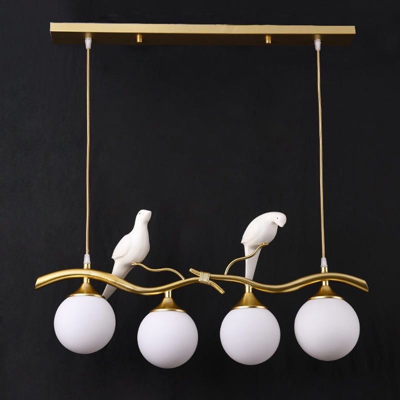 Nordic Modern Island Lamp Round Glass Shade Chandelier Light Fixture for Dining Room