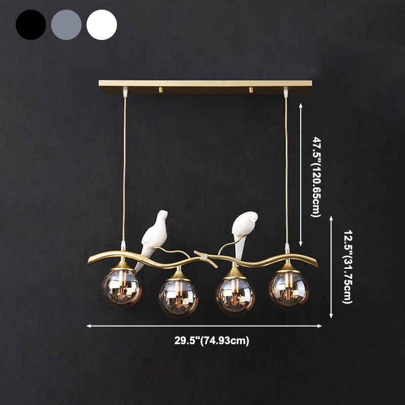 Nordic Modern Island Lamp Round Glass Shade Chandelier Light Fixture for Dining Room