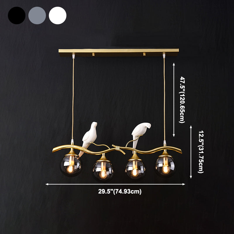 Nordic Modern Island Lamp Round Glass Shade Chandelier Light Fixture for Dining Room