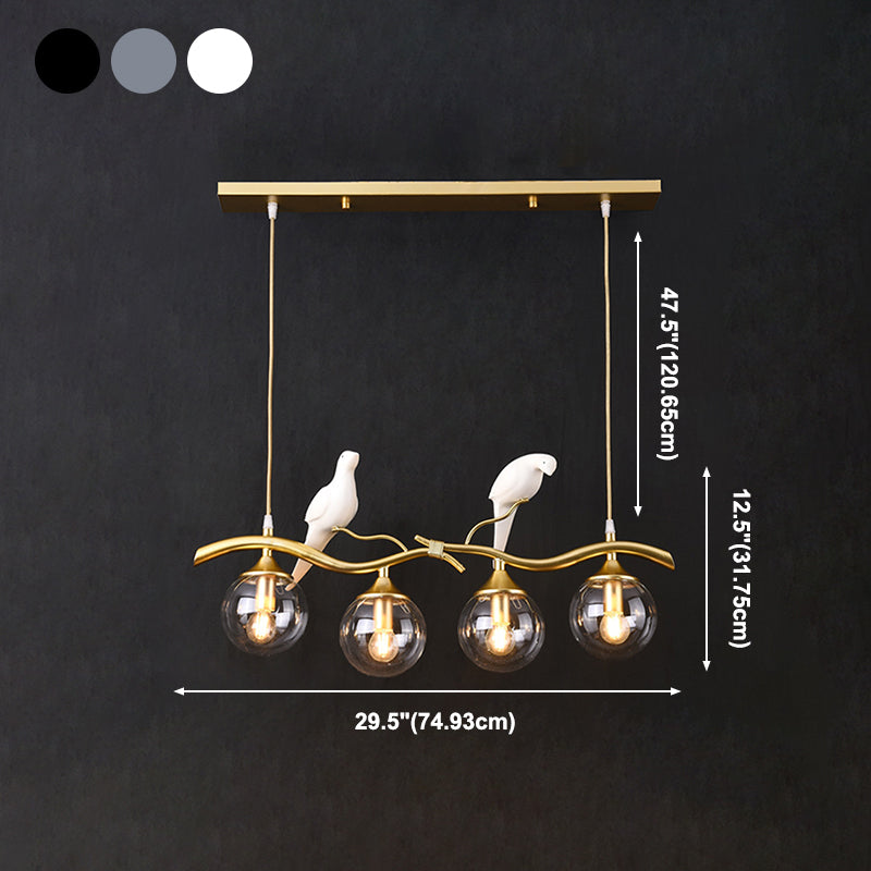 Nordic Modern Island Lamp Round Glass Shade Chandelier Light Fixture for Dining Room