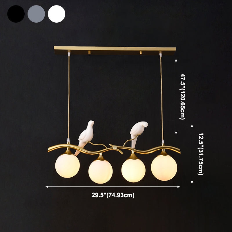 Nordic Modern Island Lamp Round Glass Shade Chandelier Light Fixture for Dining Room