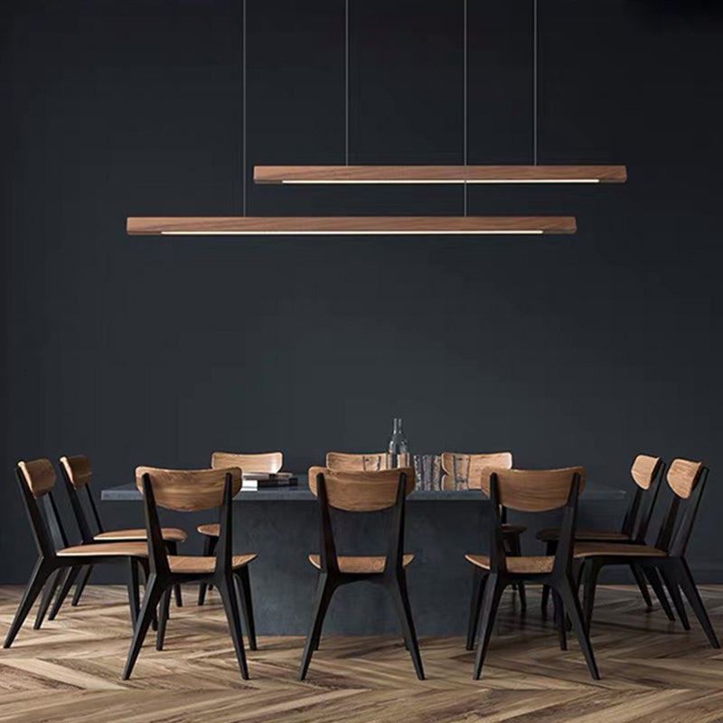 Nordic Style Strip Shape Island Light Wood LED Island Light for Living Room