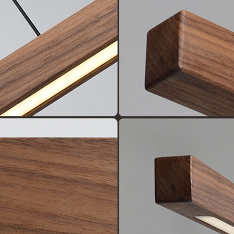 Nordic Style Strip Shape Island Light Wood LED Island Light for Living Room