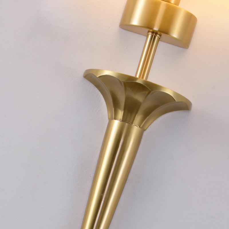 American Messing Wandleuchte Gold 1 Lichtwandlicht mit natürlicher Sackleinen für Schlafzimmer