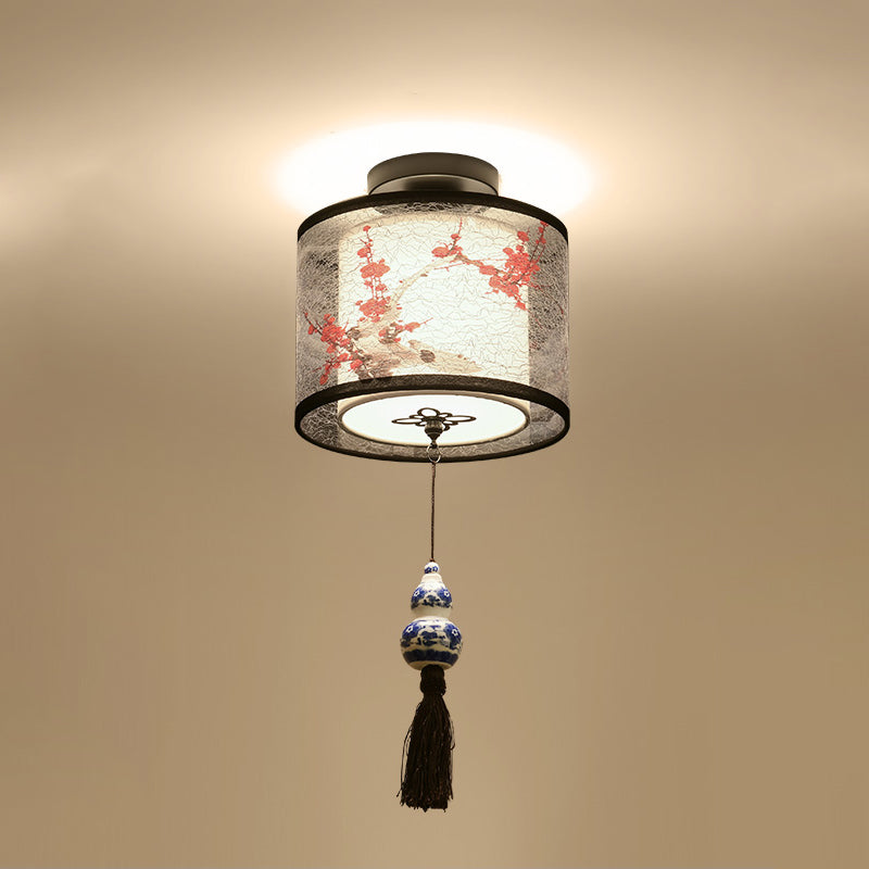 Unterputz-Deckenleuchten im chinesischen Stil, Stoffschirm-Beleuchtungskörper für Foyer-Schlafzimmer