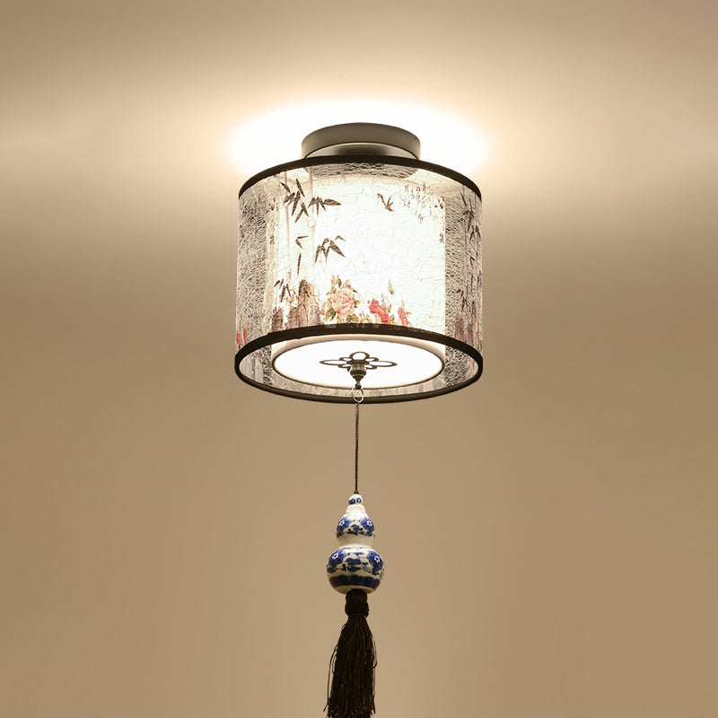 Unterputz-Deckenleuchten im chinesischen Stil, Stoffschirm-Beleuchtungskörper für Foyer-Schlafzimmer