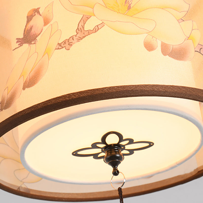 Unterputz-Deckenleuchten im chinesischen Stil, Stoffschirm-Beleuchtungskörper für Foyer-Schlafzimmer