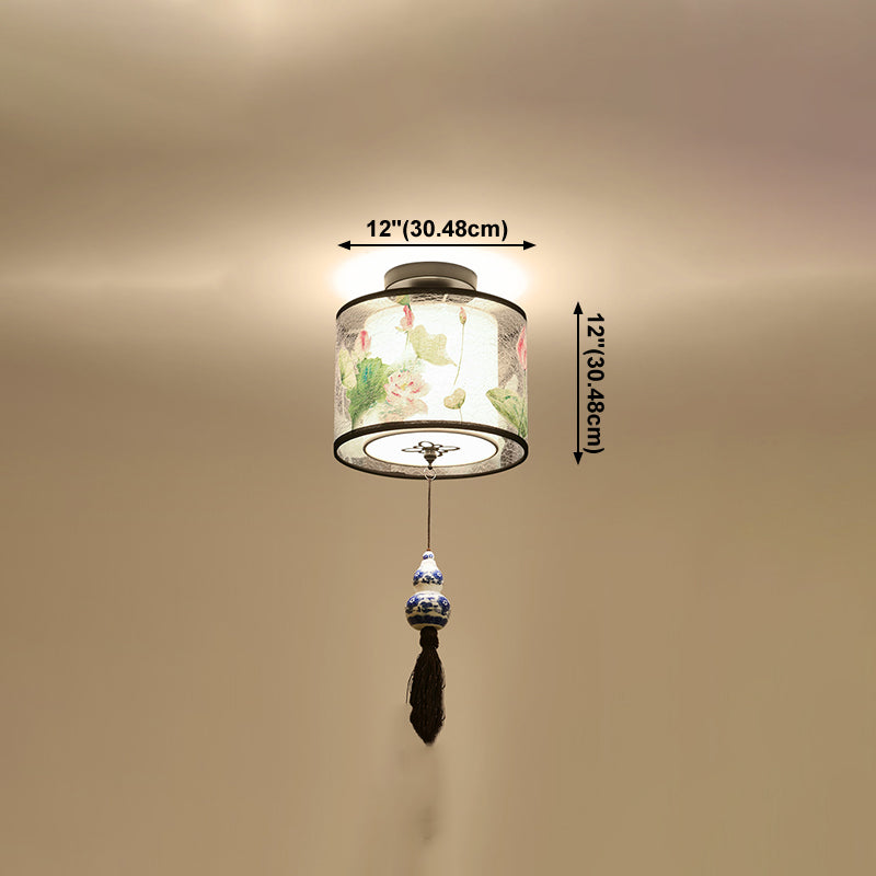 Unterputz-Deckenleuchten im chinesischen Stil, Stoffschirm-Beleuchtungskörper für Foyer-Schlafzimmer