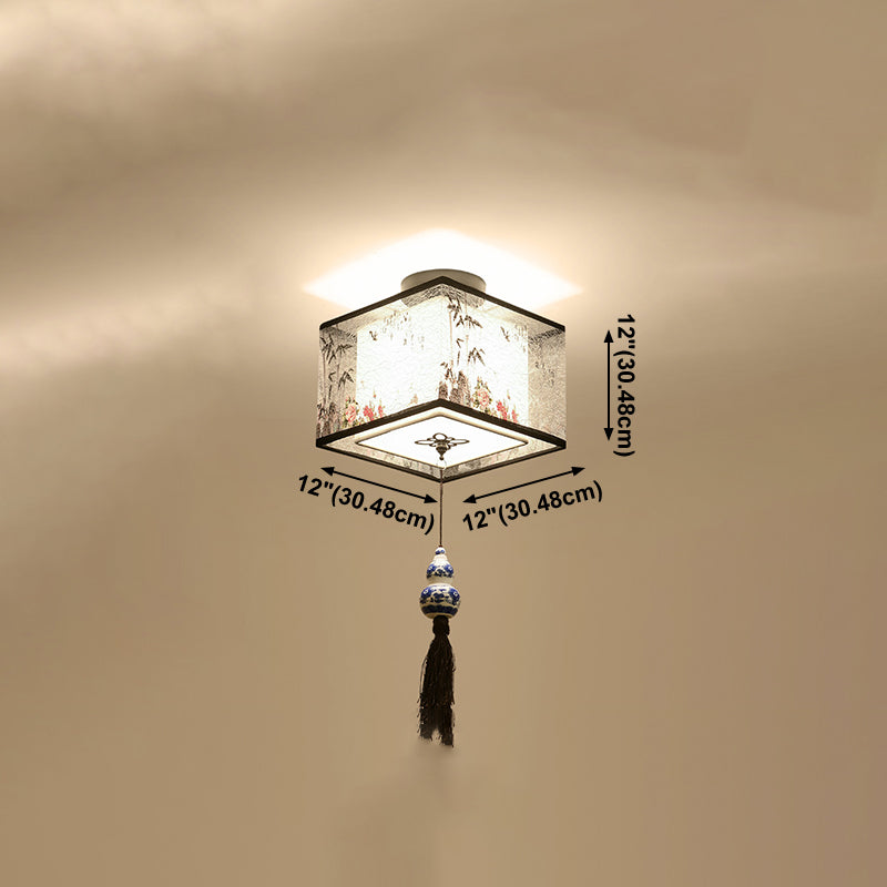 Unterputz-Deckenleuchten im chinesischen Stil, Stoffschirm-Beleuchtungskörper für Foyer-Schlafzimmer