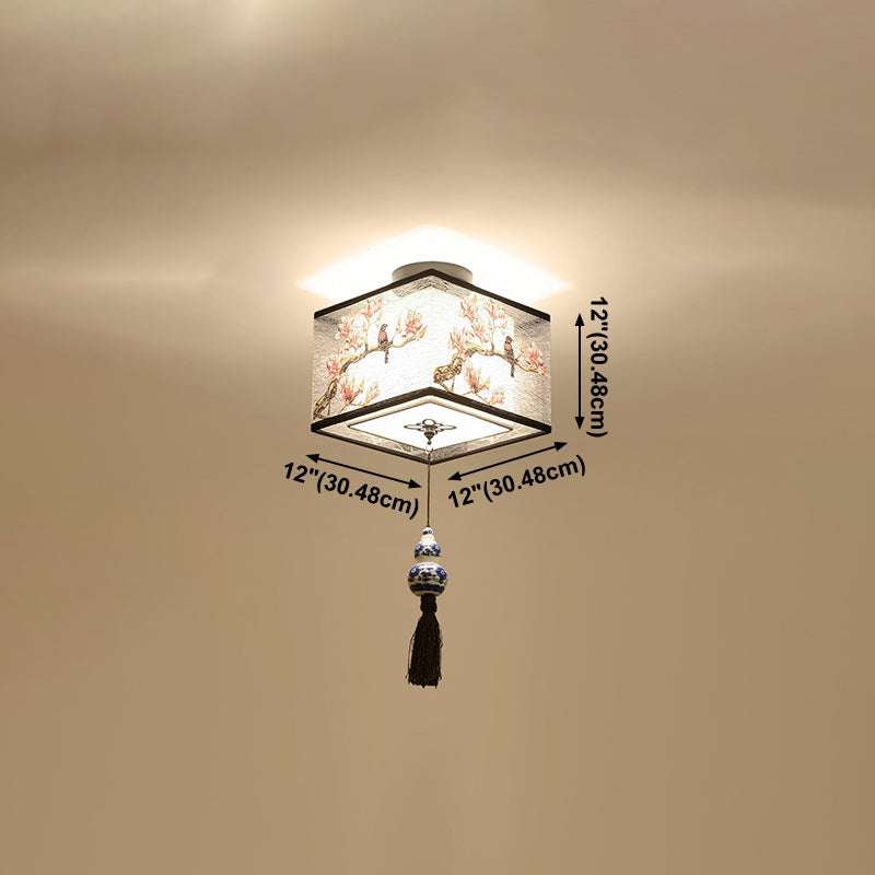 Unterputz-Deckenleuchten im chinesischen Stil, Stoffschirm-Beleuchtungskörper für Foyer-Schlafzimmer