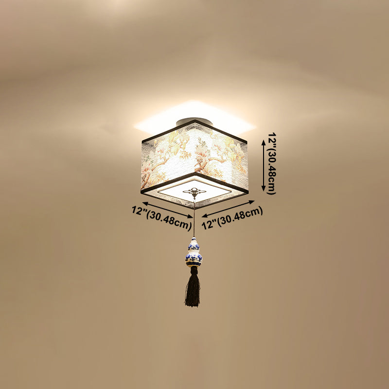 Unterputz-Deckenleuchten im chinesischen Stil, Stoffschirm-Beleuchtungskörper für Foyer-Schlafzimmer